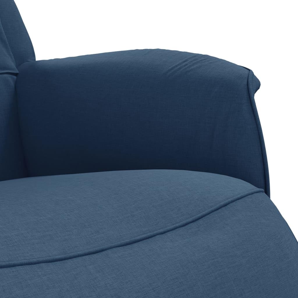 Sillón giratorio, azul, 71 x 91 x 105 cm, poliéster, chaise longue plegable, reposapiés, salón, oficina