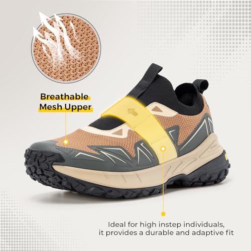 Image of FitVille Men's Extra Wide Slip On Shoes Comfortable Orthopedic Hiking Sneakers with Arch Support Slip Resistant Trekking Walking Shoes for Travel Camping