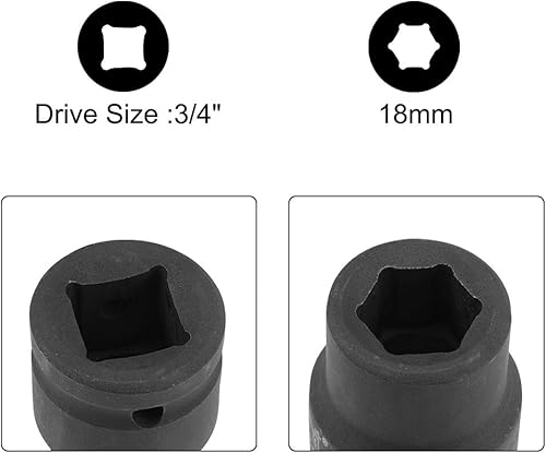 Miniatura 27 de uxcell 3/4 pulgadas de accionamiento por 1.417 in de zócalo de impacto poco profundo, acero de aleación Cr-Mo, 6 puntos, métrico