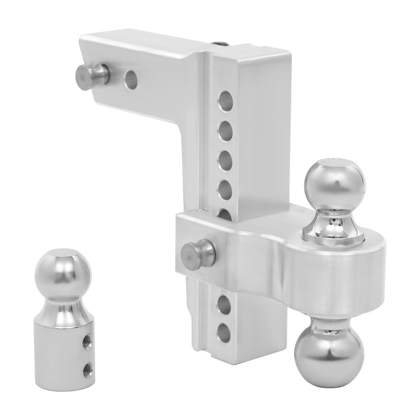 Trailer Hitch, Adjustable Heavy Duty Tow Hitch with Triple Ball Heads, 24500lbs Tractive Force & 9 Height Positions for Trucks, RVs, SUVs (2.5"