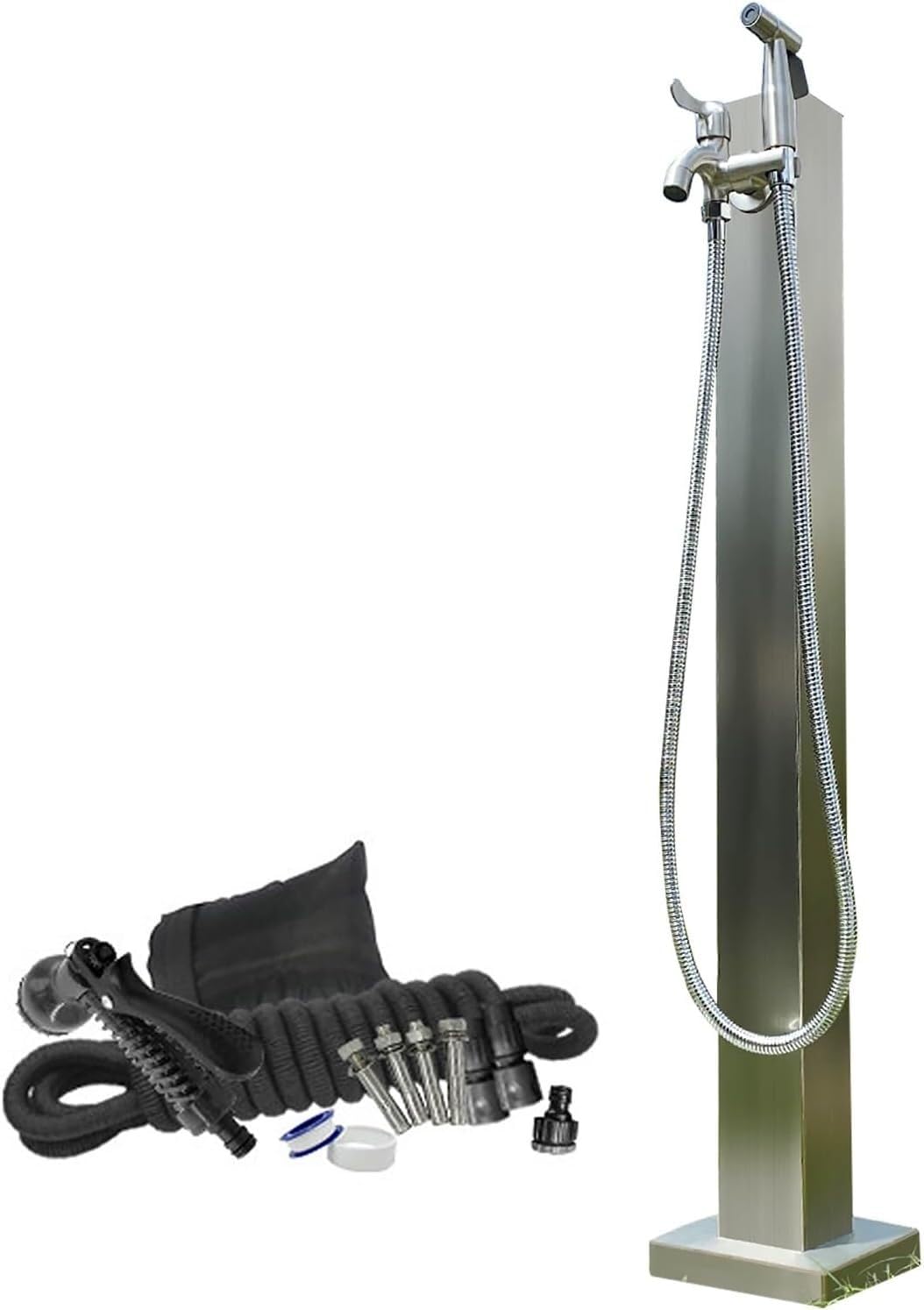Epano One Color Lxxw Outdoor Faucet Water Column Outdoor Frost-Proof Stainless Steel Water Column Faucet With Spray Gun，95Cm Freestanding Garden Tap