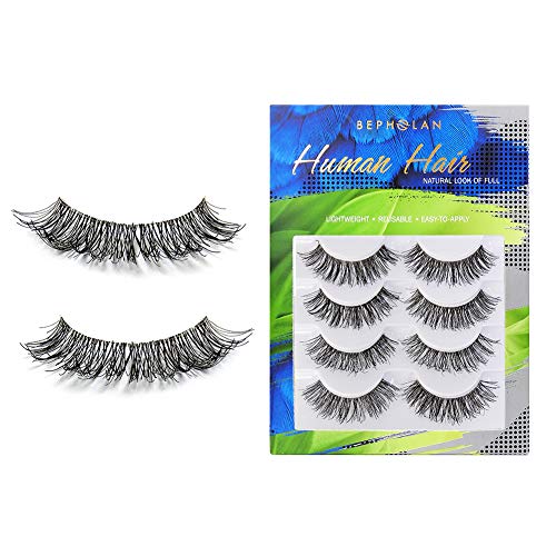 Bepholan 5 Pairs Human Hair False Eyelashes and Handmade（XMZ51-T）
