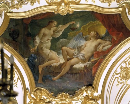 Tableau Toile Psyché et Eros par Charles Natoire 60x90cm Décoration Noble