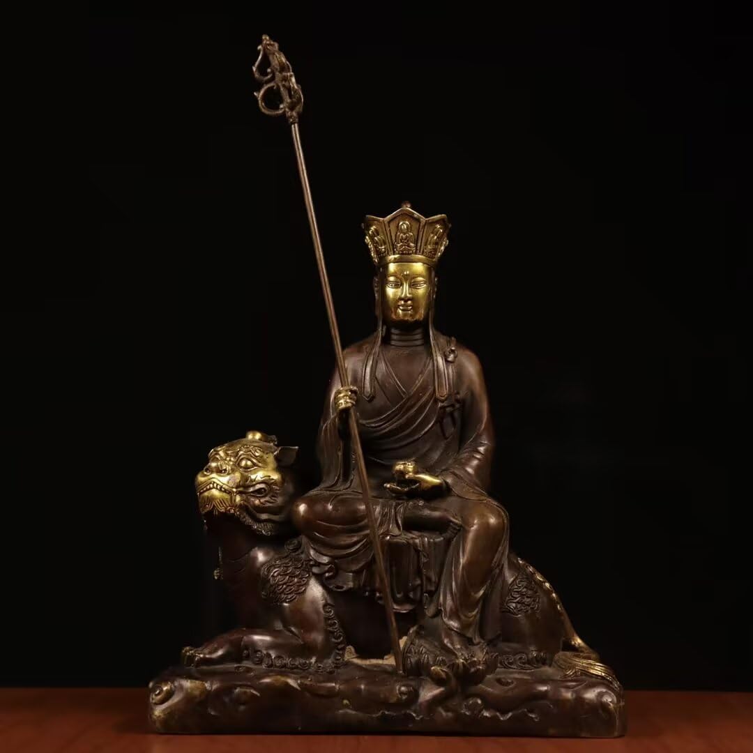 Dytartzx Pure copper Tizang King Bodhisattva statue home decoration meditation Zen Buddha