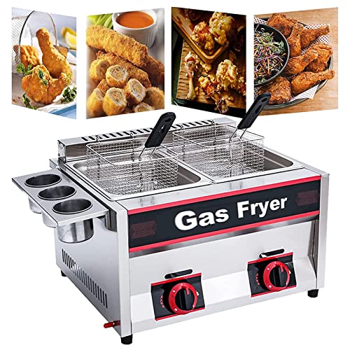 Kommerzielle Fritteuse mit Deckel, 2 x 6 l Doppelzylinder-Fritteusen, abnehmbarer Ölkorb aus Edelstahl 304 in Lebensmittelqualität, Ölfritteuse für Pommes Frites – Bild 7