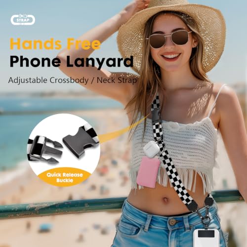 Image of Icycay Phone Lanyard Crossbody Strap Adjustable Teacher Women Checkered | for Cell Phone Case Keys ID Badges, Anti Theft, Multifuctional, Neck Phone Holder, Travel Hiking Essential Accessories, Gifts