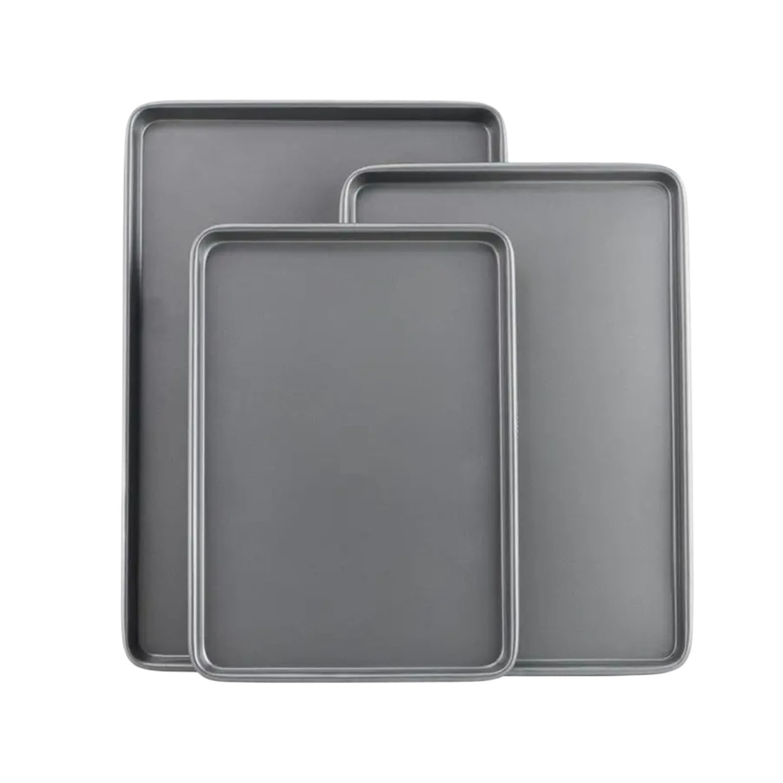 Lot de 3 plaques à pâtisserie antiadhésives en acier au carbone