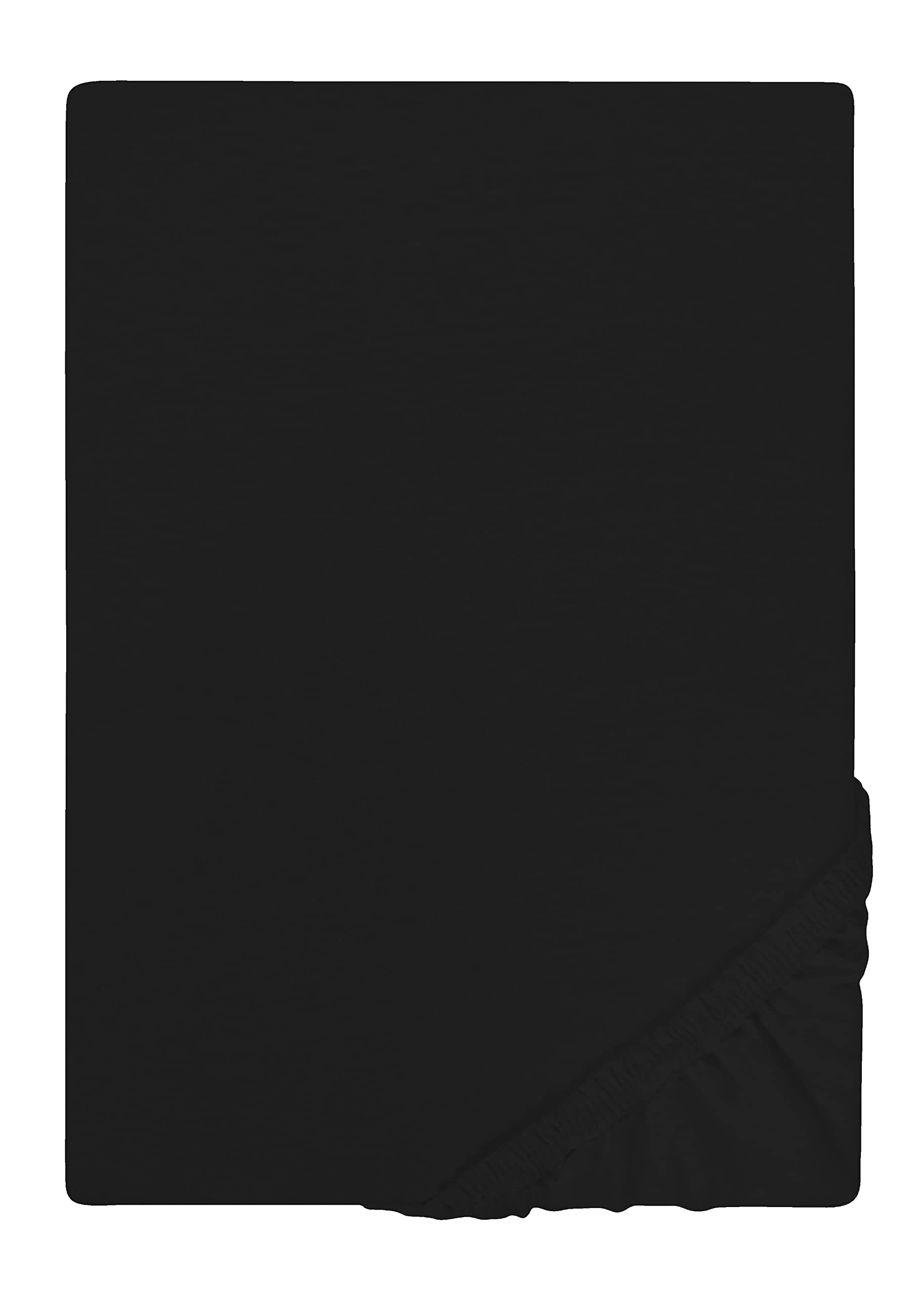 biberna Jersey- Spannbetttuch, Spannbettlaken, 100% Baumwolle, Rundumgummizug, atmungsktiv, Oeko-TEX Standard 100 Zertifiziert, 1x 90x190 cm - 100x200 cm, schwarz, Modell 0077155