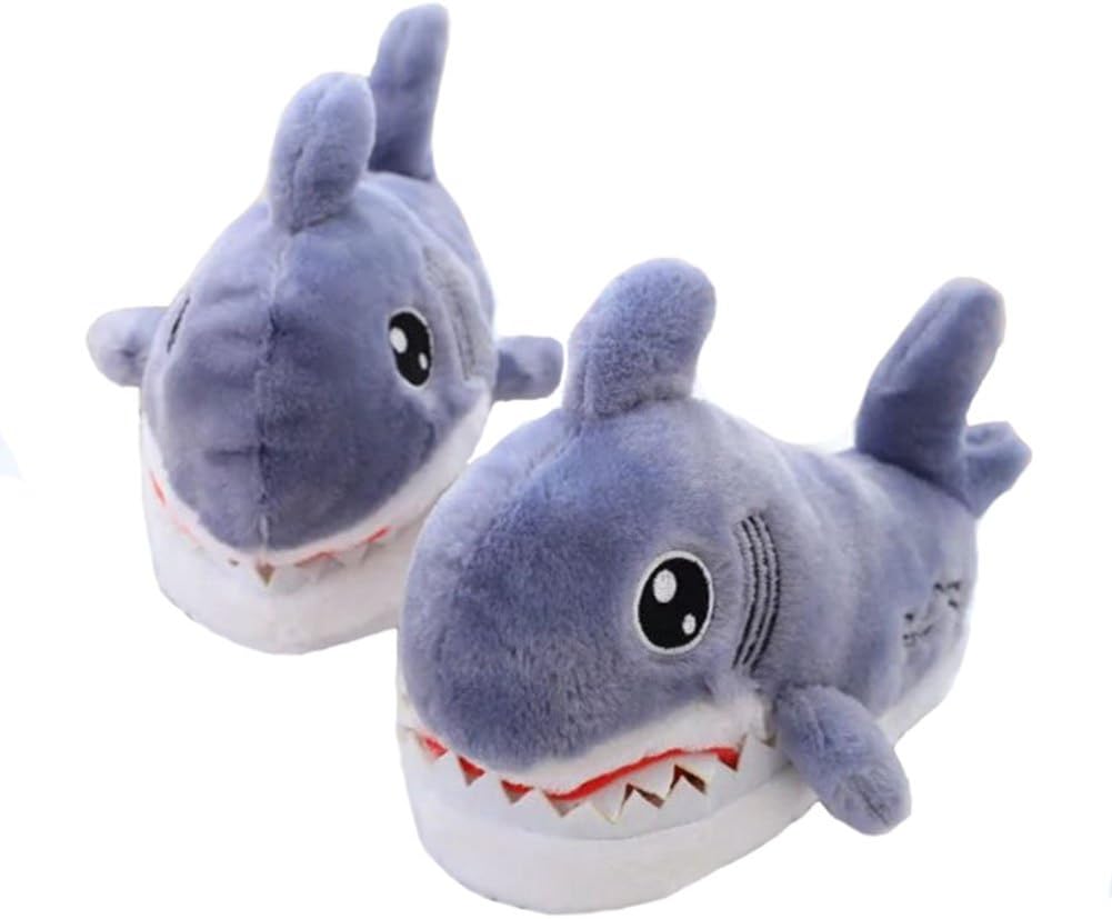 JuulyWarm Plush Cotton Slippers Cute Animal Shark Slippers for Cold Feet Unisex Winter Warm Shoes