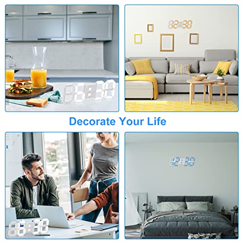 App Control 3D Led Wall Clock 15 Inch Multicolor Led Digital Alarm Clock With 5 Levels Dimmable Brightness/Time/Date/Temperature/Night Light/12/24 Hour Large Display For Kitchen Living Room Bedroom #TOP4