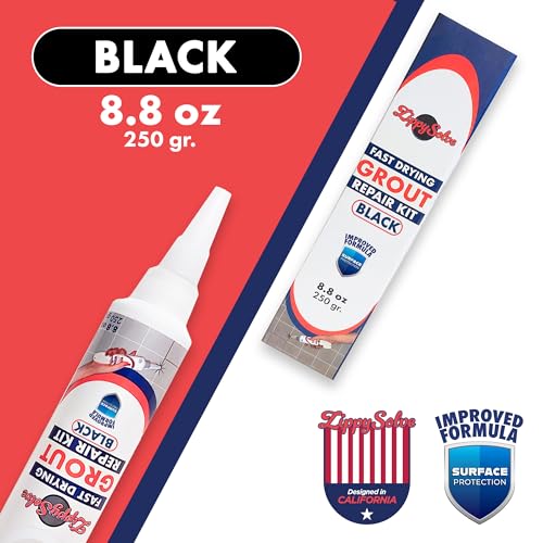 Image of Tile Grout, Repair Kit, Restore & Renew Tile Joints Line, Fast Drying Tile Grout Paint Squeeze Tube for Bathroom Shower Kitchen Floor, Waterproof (8.8 oz, Black)