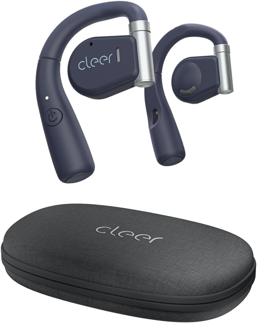 Cleer ARC Open Ear Headphones – True Wireless Earbuds with Superior Sound Quality, Touch Controls, 18 Hours of Playtime, Secure Fit & Bluetooth 5.0 with Ear Hooks, Customizable EQ Settings, Navy Blue
