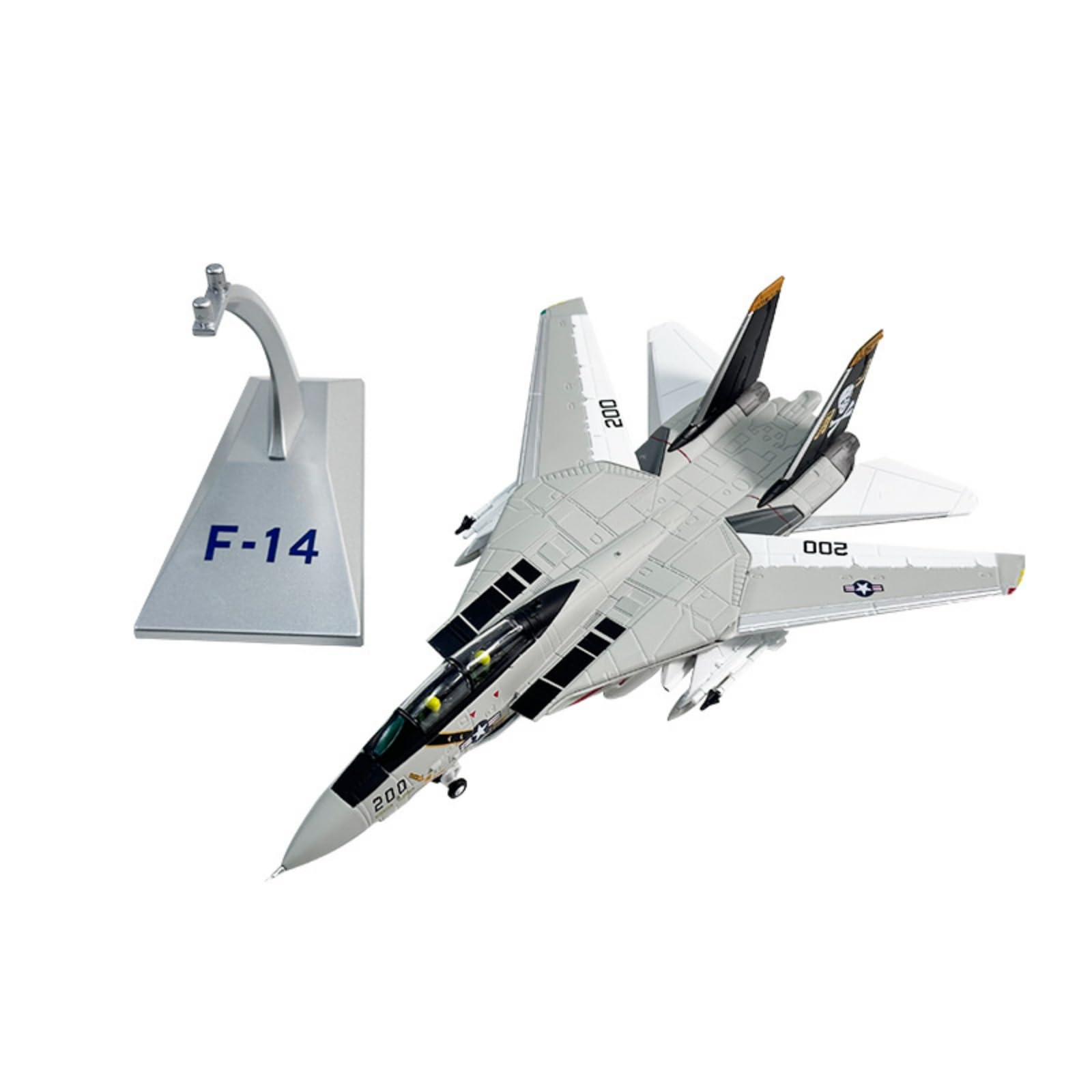 Colcolo Modellino Aereo da Esposizione in 1 100 Caccia Ornamento Aeronautico Miniatura Collezione con Tettuccio Chiaro E Base da Presentazione Carrello Fisso, Grigio
