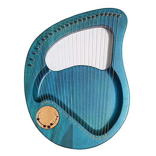 24 String Lyre Harp, Solidwood Mahogany, Bästa Present Till Nybörjare Musikälskare Barn Vuxen, Med Tuning Skiftnyckel, Reservsträng Och Engelsk Musikhandledning (Color : Blue)