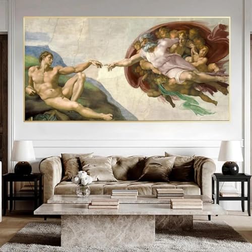 Tableau salon la création d'adam impression sur toile encadrée 70x140cm