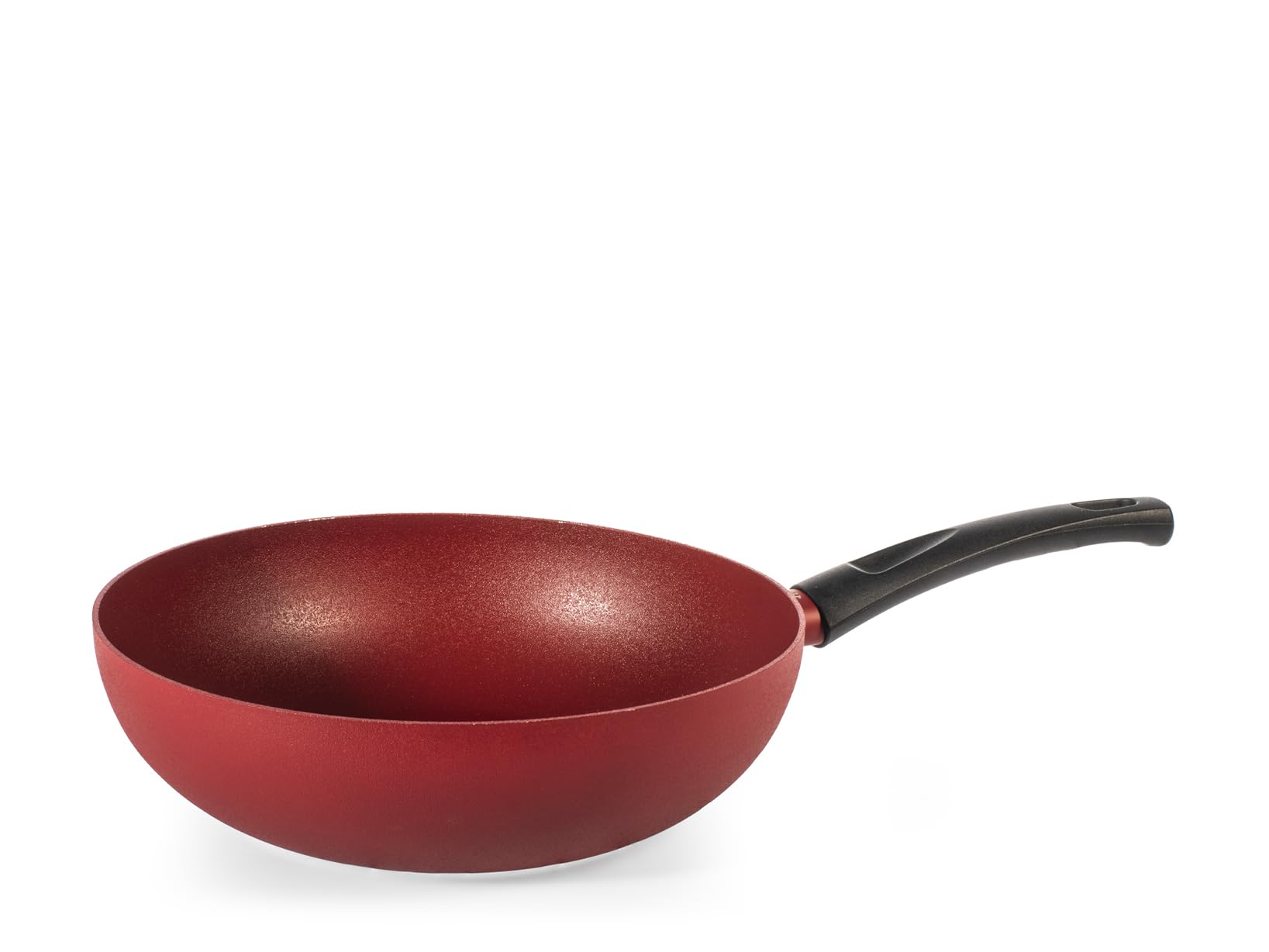 H&H Absolute Red Aluminium Wok Ø28 cm – Non-Stick Pfluon Coating, Induction Base, Rough Surface for Uniform Cooking