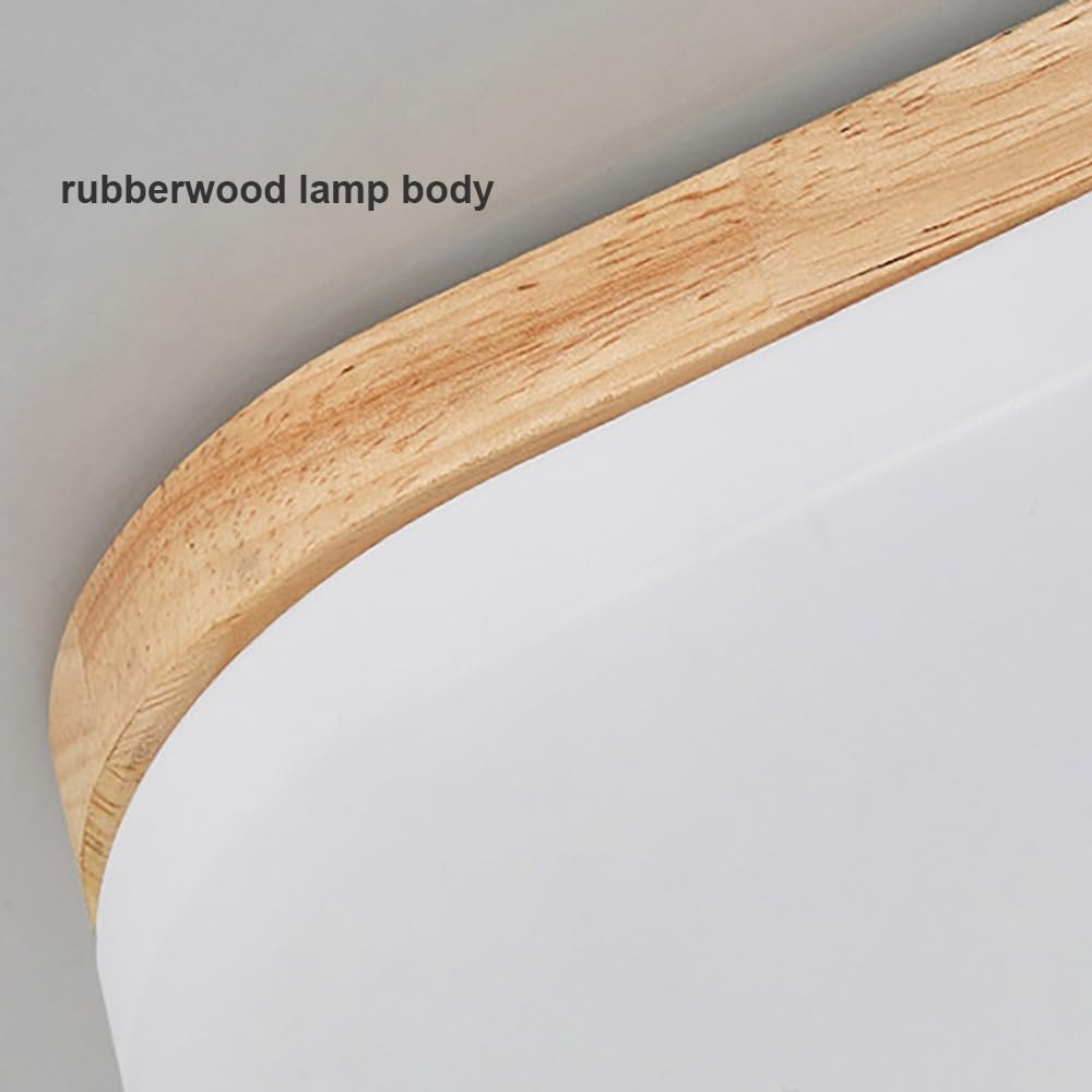 Lampy Sufitowa LED Kwadratowa Drewno Minimalistyczna Ultra Cienka, Plafon Styl Japoński Panel Oświetlenie Sufitowe do Sypialni Gabinetu(3 modes,53cm/20.86in)