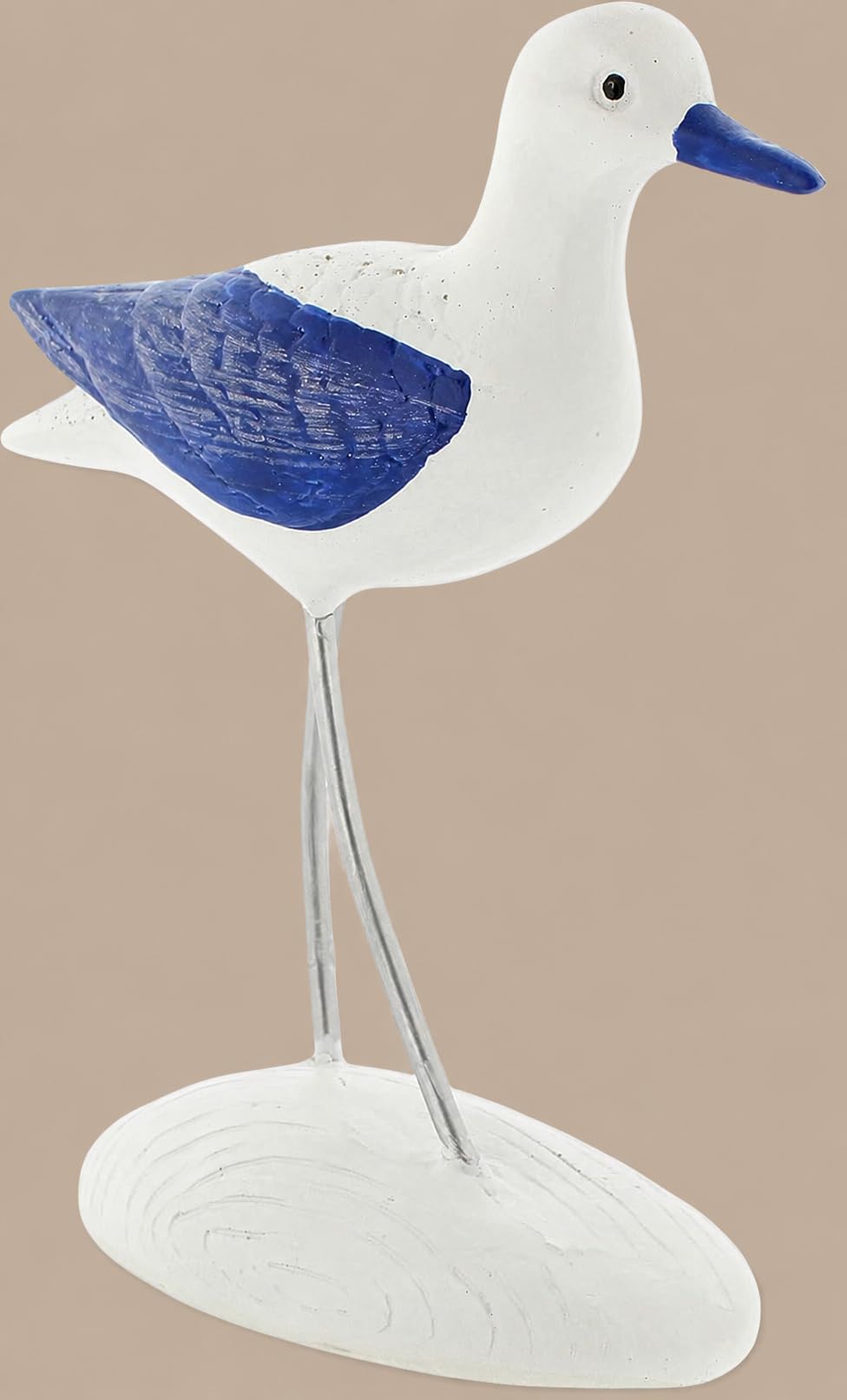 The Bridge Collection White And Blue Resin Shorebird Figurine - Shore Bird Statue With Coastal Beach Decor Style - Nautical Tabletop Accent Great For Lake House Or Beach House Decor