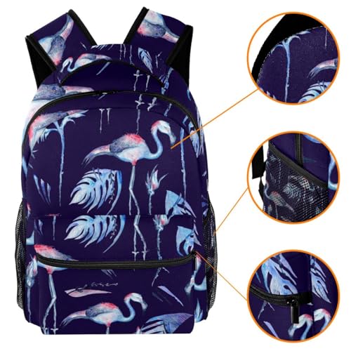 Sac à dos d'école pour adolescentes avec imprimé fleurs et feuilles bleu