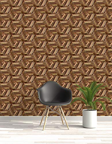 Image of DWELLSINDIA 3D Wood Self Adhesive Wallpaper Peel & Stick, Waterproof, Scratch Resistant, Laminated (41cm x 244cm,Multicolor)