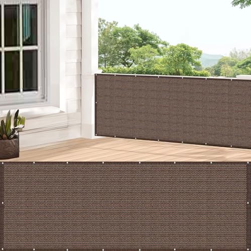 GUOJUN Pantalla Privacidad Balcón 90 x 580 cm Protección UV, Prueba de Viento, Transpirable Protector de Visión para Balcón Protección de Privacidad para Exterior Jardín, marrón