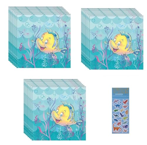 The Little Mermaid Ariel Party Supplies Bundle Pack includes 48 Lunch Paper Napkins