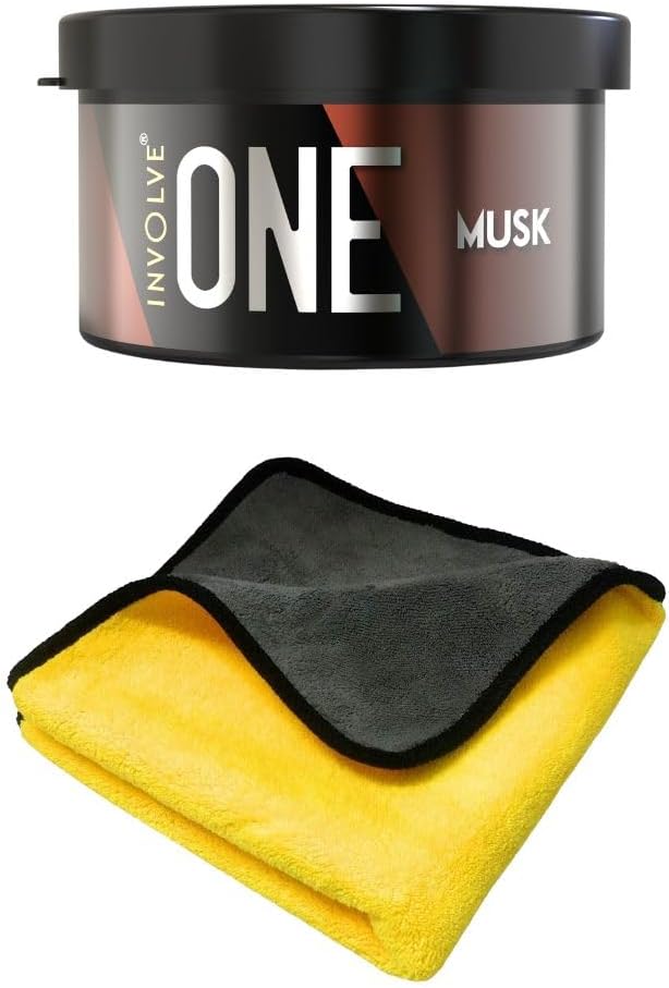 Involve your senses One Musk Car perfume with Microfiber Cotton Cloth (Multicolor)-Combo | Car Accessories interior |Car Accessories interior car perfumes and fresheners