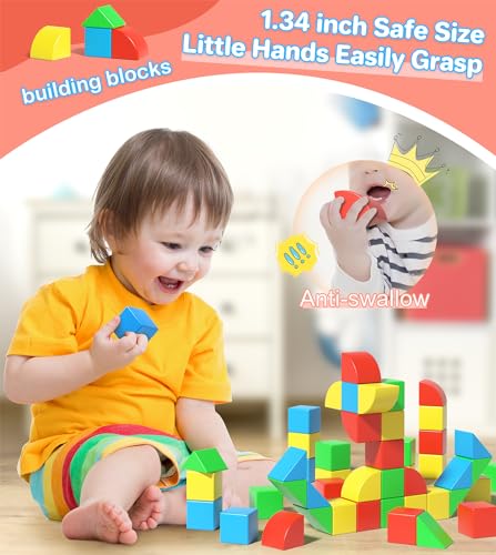 Image of Magnetic Blocks for Toddlers, 1.34 inch 36PCS Kids Building Toys, Creative Stacking Colorful Sensory Block with Magnet, Educational Construction Cubes Set for Boys Girls Kids Ages 3 4 5 6 7 Year