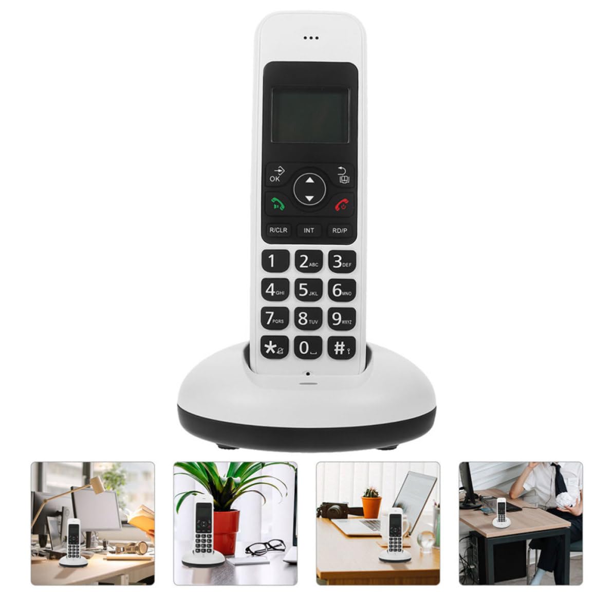 Luxshiny Telefono Cordless Domestico Espandibile, Telefono Fisso Senza Fili Display LCD e Tasti Grandi, Bianco, per Casa e Ufficio, per Anziani e Ipovedenti