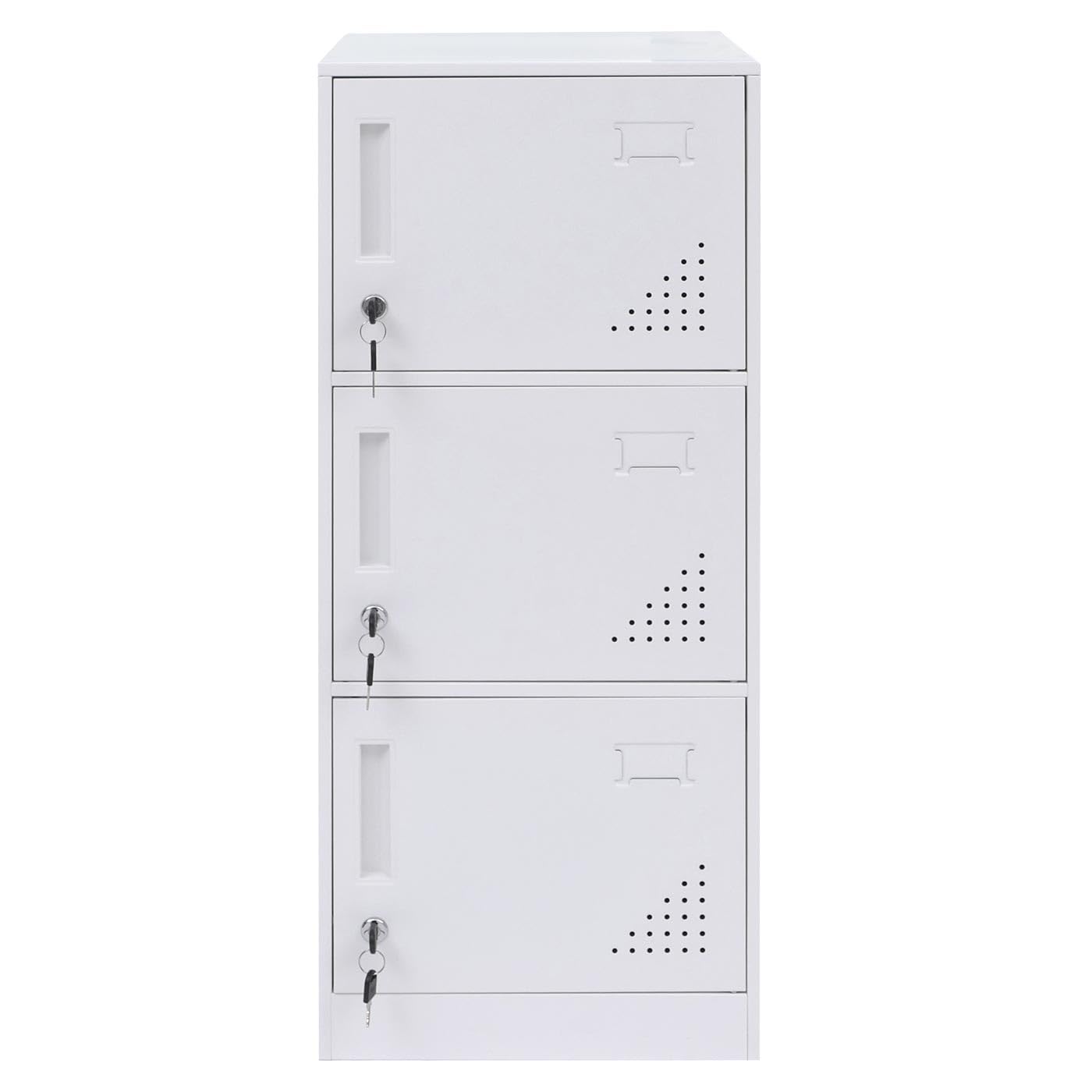 Mendler Spind HWC-P63AM, Schließfach Wertfachschrank Schließfachschrank 3 Türen, 90x38x45cm Stahl - weiß