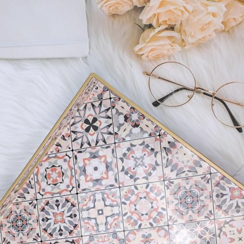 Decorative-Trays-with-Handles-Boho-Modern-Serving-Trays-for-Coffee-Table-Living-Room-Kitchen-Home-Decor-Multicolor-1 Decorative Trays with Handles Boho Modern Serving Trays for Coffee Table Living Room Kitchen Home Decor Multicolor 1