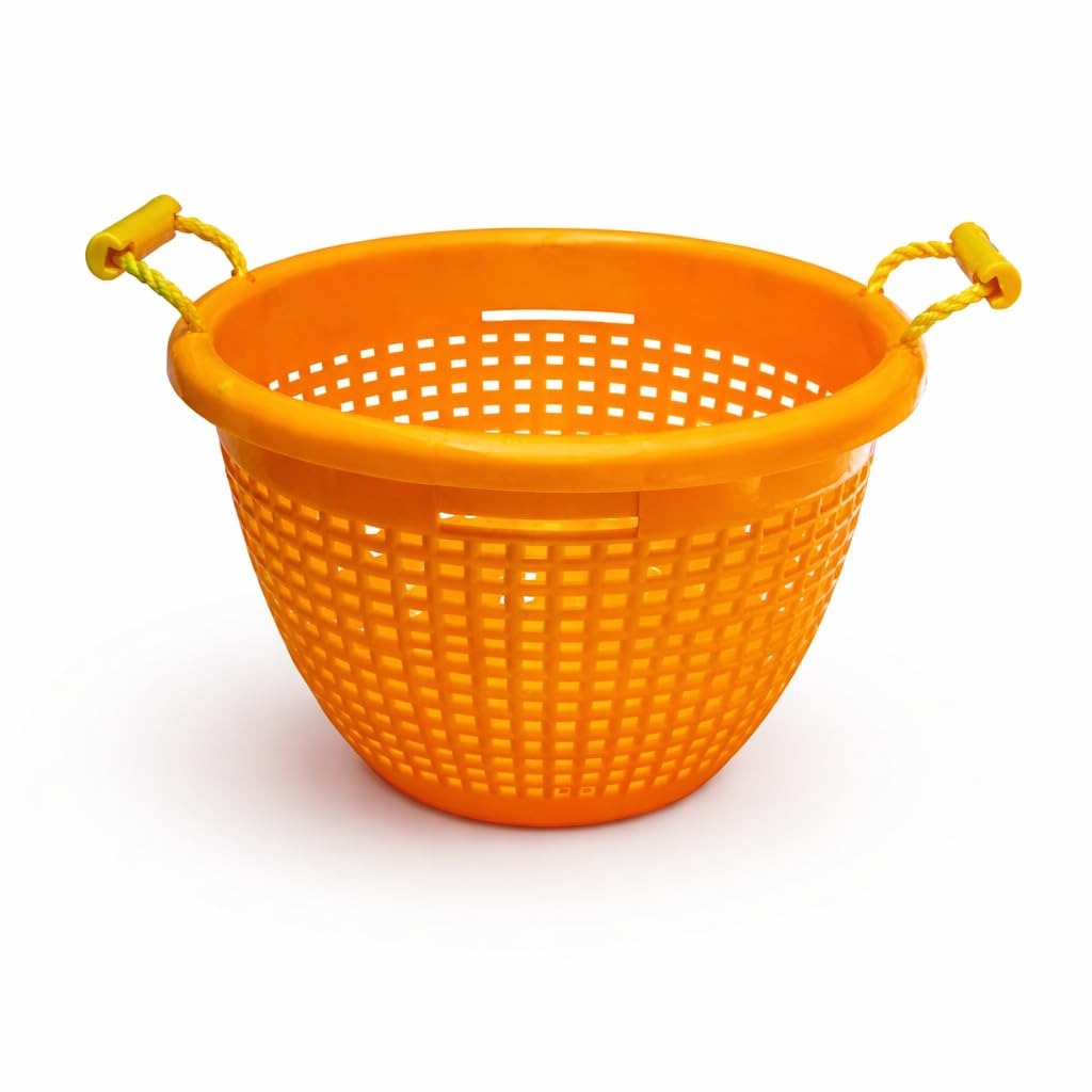 Round Sona Unbreakable Plastic Basket with Handle, Organizers & Storage Basket for Fish, Fruit, Vegetable, Multipurpose use (Random Colour, 440 mm x 395 mm x 230mm, Pack of 1)-image-23