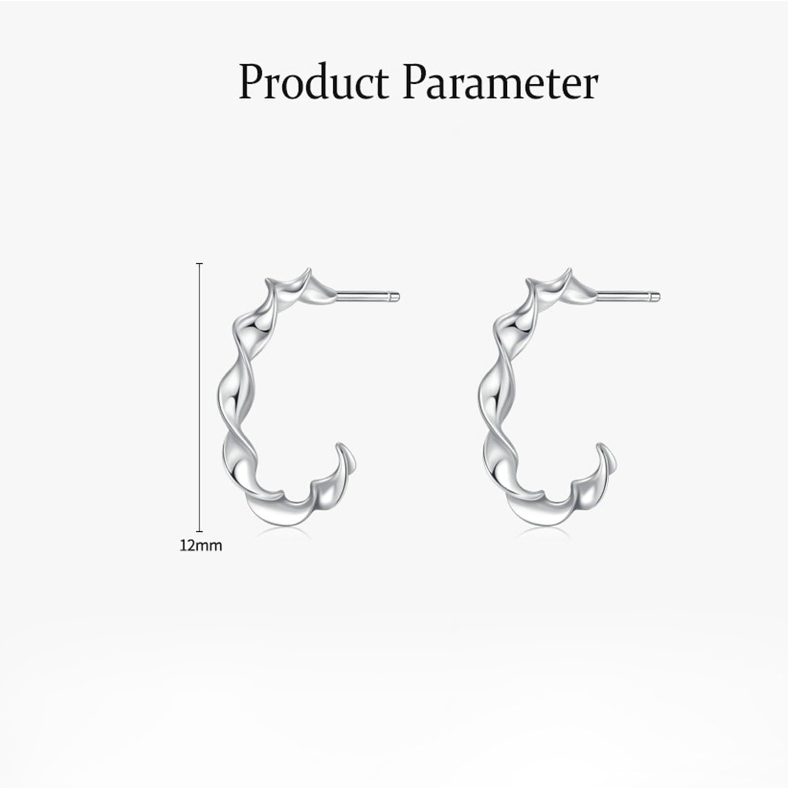 Pendientes de tuerca de oro blanco para mujer, oro blanco de 14 quilates, elegante diseño trenzado en forma de C, aretes de tuerca para cartílago de hélice, para mujer, madre, esposa, hija