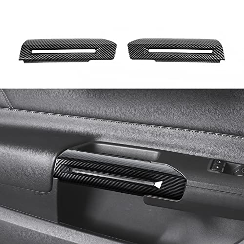 RT-TCZ Carbon Fiber Inner Door Handle Trim Cover Interior Decoration Accessories for Ford Mustang 2015-2021 (Black,2PCS)