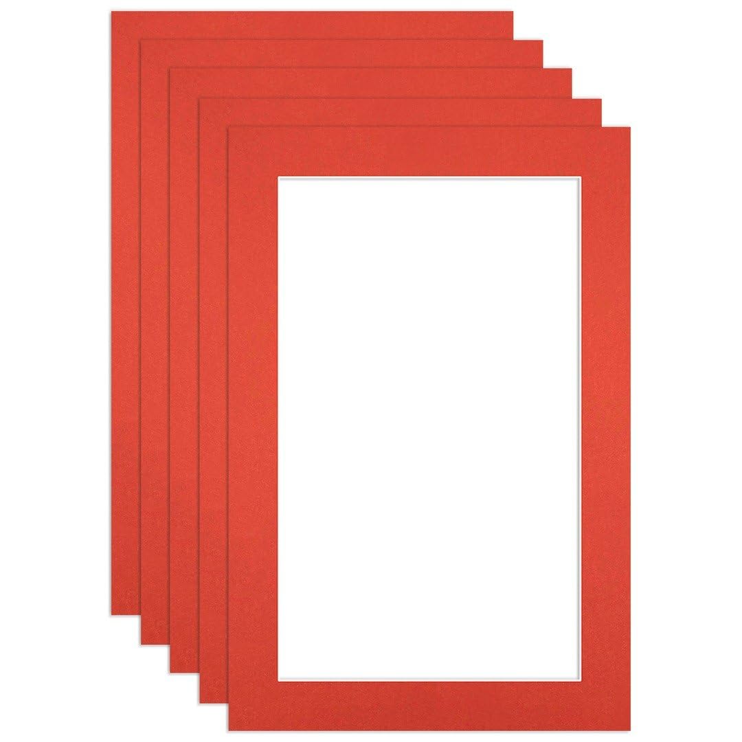 Procut Global 6x4" Poppy Red Picture Mounts - Fits 5x3" Photo Size