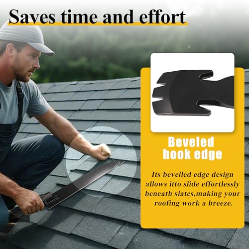 17\" Shingle Slater Ripper with Claw Nail Puller End, High Quality Metal Roof Shingle Removal Tool with Bow-Type Rubbe Handles, Roofing Tools Roof Shingle Nail Puller