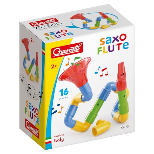 Quercetti Saxoflute, Giochi Musicali 2 Anni fino ai 4 Anni, Costruzioni per Bambini 3 Anni, Flauto e Tromba con Tubi...