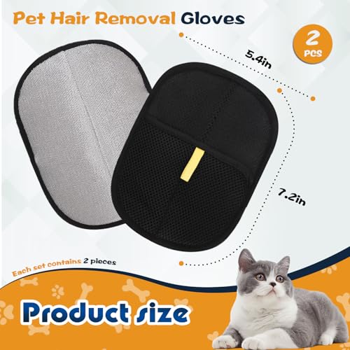 Image of Pet Hair Remover, Electrostatic Pet Hair Remova Gloves, Reusable Pet Double-Sided Beauty Gloves, Suitable for Pet Mats, Sofas, Furniture, Carpets, Car Seats (2PCS)
