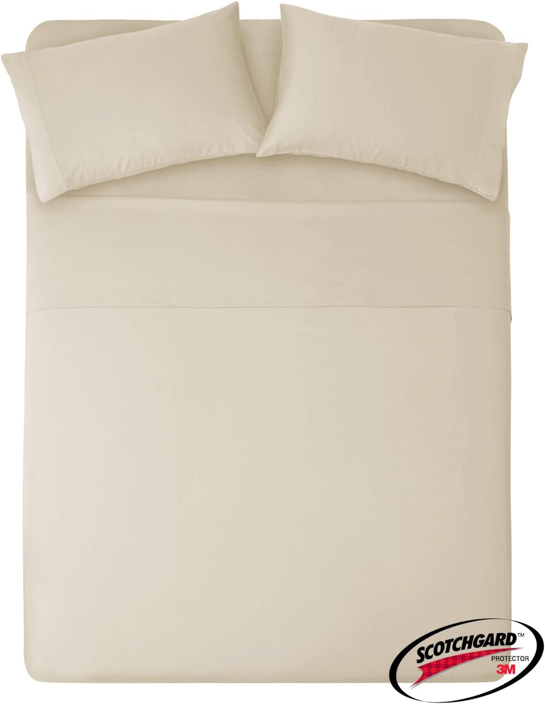 HONEYMOON HOME FASHIONS Twin Beige 3M Scotchgard Bed Sheet Set