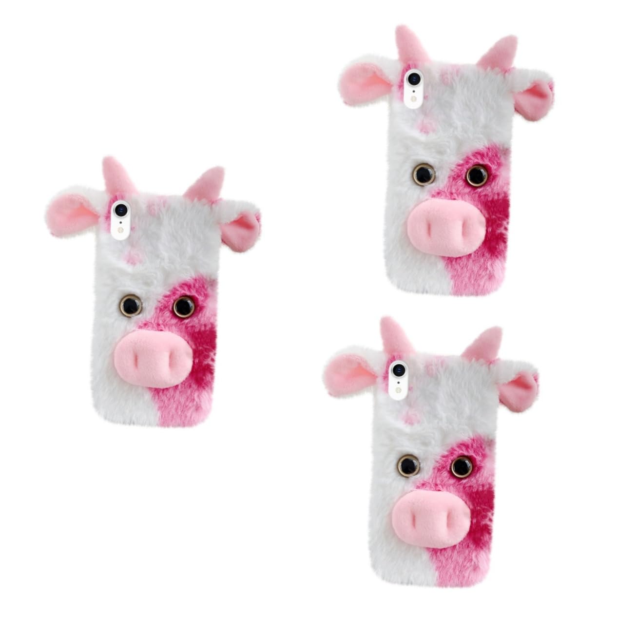 DOITOOL 3piezas Funda De Teléfono De Vaca Suave y Peluda Compatible con Diseño De Dibujos Animados Protección Duradera y Acceso Fácil Puertos