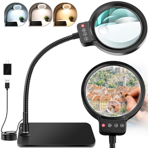 30X 10X Large Magnifying Glass with Light and...