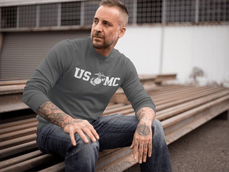 Lucky Ride Marine Corps Bull Dog Front and Back USMC Men's T-Shirt Longsleeve - Image 2