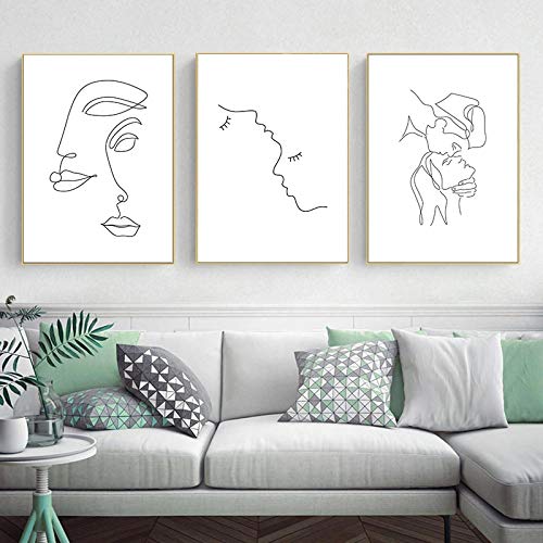 Toile Art Abstrait Lady Line pour habiller facilement un grand mur vide de salon moderne