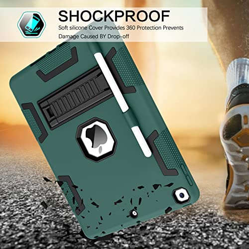 Bentoben Ipad 9Th Generation Case, Ipad 8Th Generation Case, Ipad 7Th Gen Case,Ipad 10.2 Case, 3 In 1 Heavy Duty Rugged Shockproof Kickstand Hybrid Bumper Protective Girl Women Boy Cover, Dark Green #TOP2
