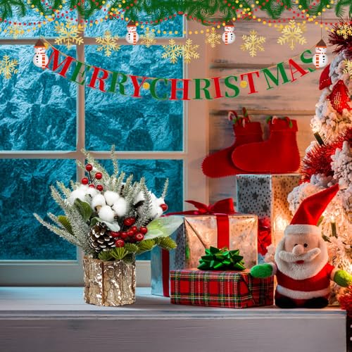 Sgran Pequena árvore de Natal, mini árvore de Natal artificial de mesa com pinha vermelha, árvore de