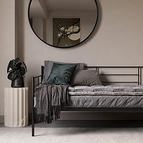 REALROOMS Praxis Metal Daybed with Steel Frame and Slats, Under Bed Storage, Full, Black