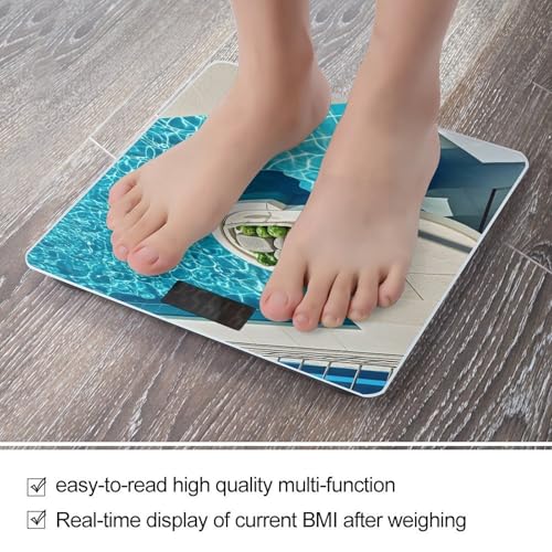 Báscula digital para baño Blue Aqua Pool Water de vidrio templado miniatura 5