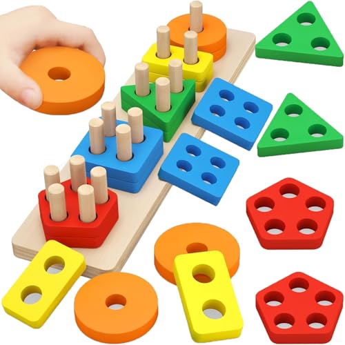 LUHI Juguetes apilables de clasificación, Juguete sensorial, clasificación por Colores y tamaño, Bloques de construcción educativos, Hermosos Regalos para niños y niñas en cumpleaños y Navidad.
