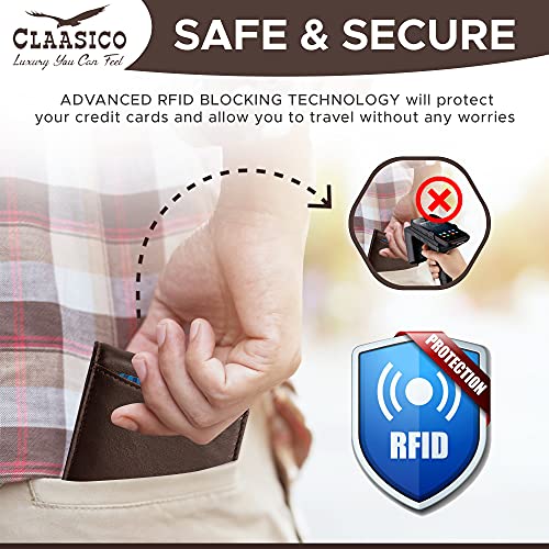 Super Slim RFID Leather Wallet For Men Cardholder & Money Clip Inside Perfect For Travel & Front Pocket Use3