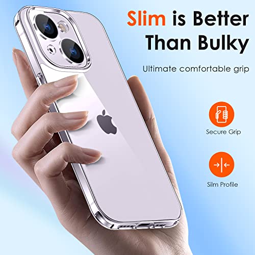 iVoler 3 in 1 Cover per iPhone 14 6.1 Pollici con 2 Pezzi Pellicola Vetro Temperato, [Non Ingiallente ] [Antiurto di Grado Militare] [Protezione Fotocamera] Trasparente Sottile Custodia - Immagine 5